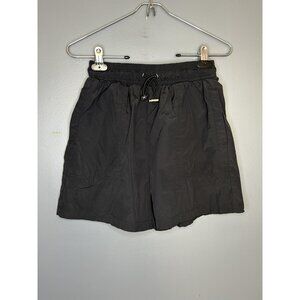 Zara Shorts Womens S Black Elastic High Waist Lightweight Nylon Drawstring
